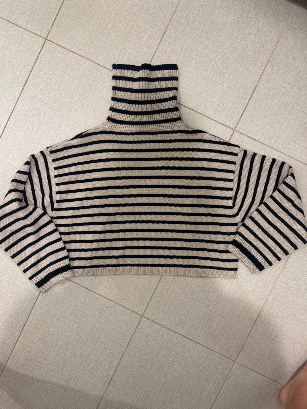 Miou muse striped crop turtleneck sweater